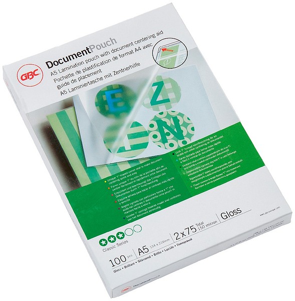 Laminating pouch GBC A5 75my/100pcs clear, 154mmx216mm