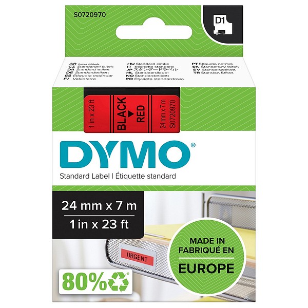 DYMO D1 24mmx7m musta/punainen S0720970 vakiotarra