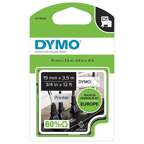 DYMO D1 Nylon 19mmx3,5m S0718050 svart/vit