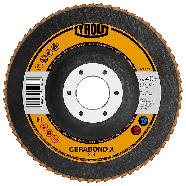 Flap wheel 27A 115mm P40 2in1 Tyrolit Cerabond X 34576529