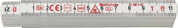 Fogmått 1m 10-del vit Hultafors 200364 glasfiber