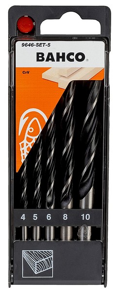 Spiralborrsats för trä 4mm - 10mm Bahco 9646-SET-5