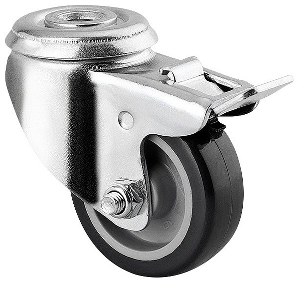 Kääntöpyörä 50mm keskiöreikä Tente 1475PAO050P30-11 jarrulla