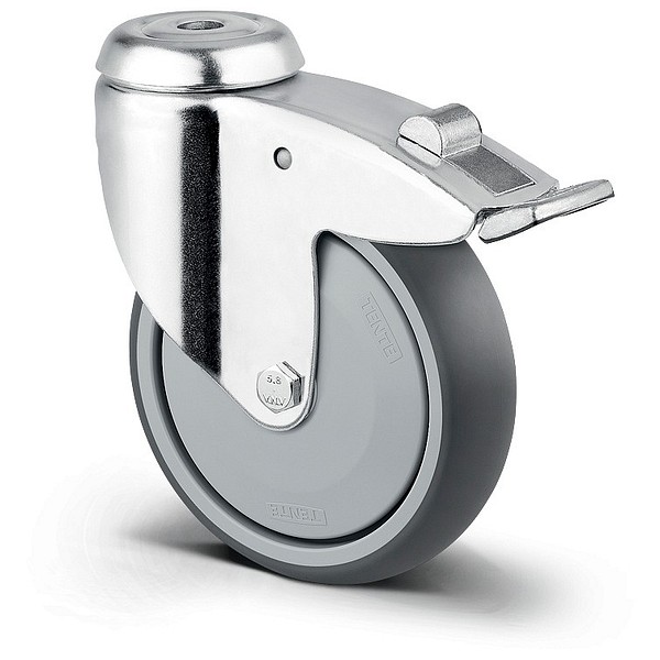 Kääntöpyörä 125mm keskiöreikä Tente 2477PJP125P30-13 jarrulla