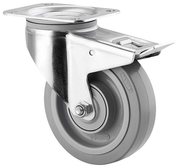 Kääntöpyörä 160mm nelikulmalaatta Tente 3477UFP160P63 jarrulla