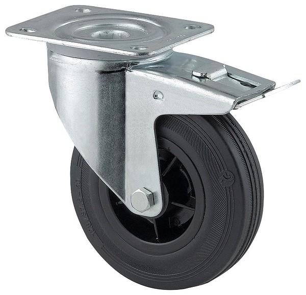 Kääntöpyörä 80mm nelikulmalaatta Tente 3477PVR080P62 jarrulla