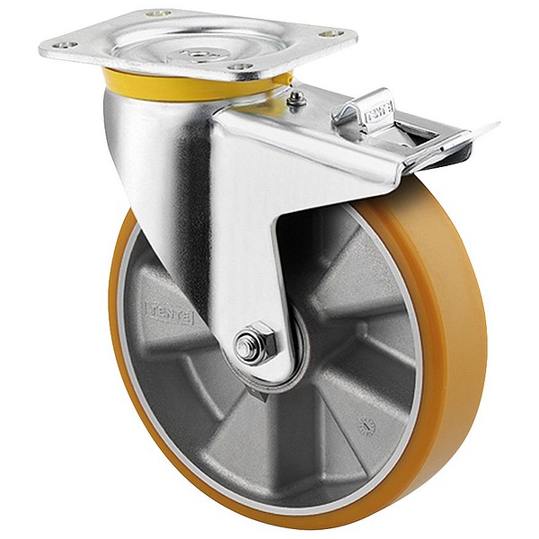 Kääntöpyörä 250mm nelikulmalaatta Tente 4687ITP250P63 Flat jarrulla