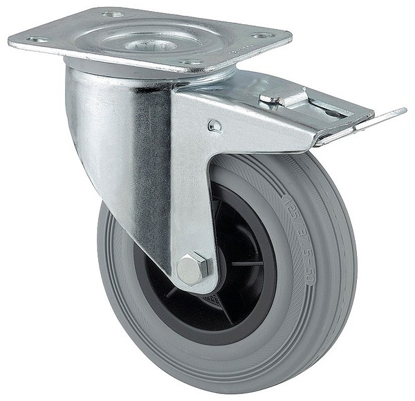 Swivel castor 160mm with plate Tente 3477PIR160P63 with brake