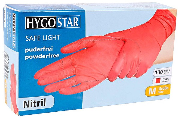 Nitrilhandske Safe Light Red M röd, 100 st/frp, 0,07mm, 240mm