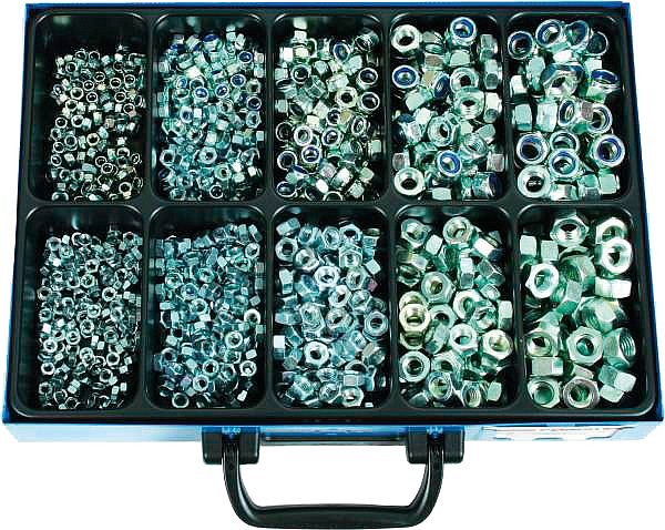 Sexkantmutter sortiment DIN 934-8 ZN/DIN 985-8 nyloc  