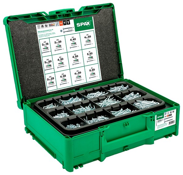 SPAX Box systainer WIROX 1380 pcs TX-screws counters. Bits