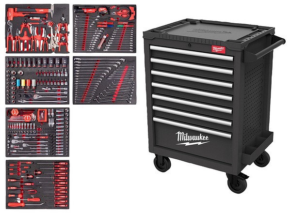 Verktygsvagn 69CM fylld 337DEL GRÅ Milwaukee 4932500746