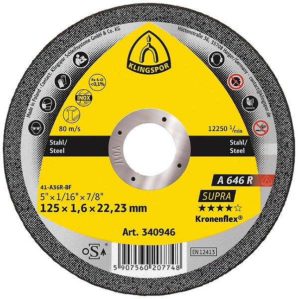 Kapskiva A 646 R 125x1.6 Klingspor ST 340946