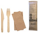 Träkniv &amp; -gaffel och duk