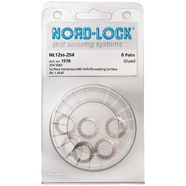 DIN 25201 SMO254 M12 Nord-lock Bricka blister 6st/förp