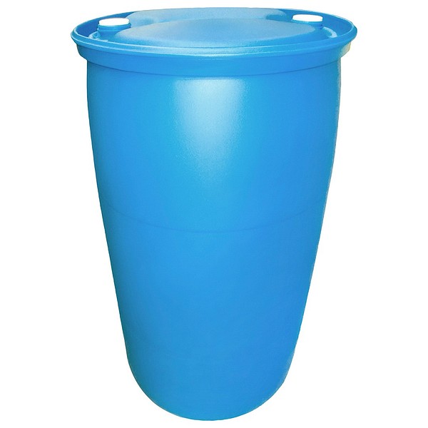 Plastic barrel 217L with cork blue HDPE