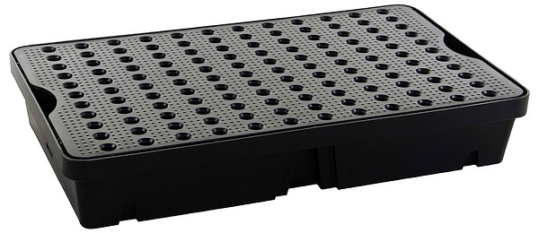 Spill tray 60L with PE grid black Jonesco ST1-60-BK-BK