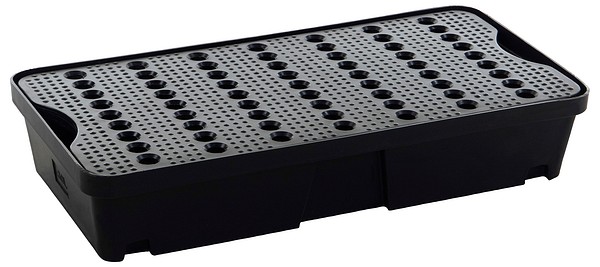 Spill tray 30L with PE grid black Jonesco ST1-30-BK-BK