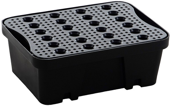 Spill tray 10L with PE grid black Jonesco ST1-10-BK-BK