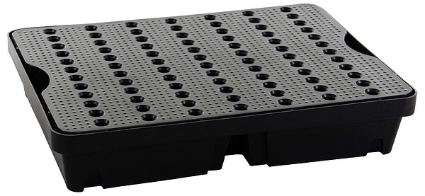 Spill tray 40L with PE grid black Jonesco ST1-40-BK-BK