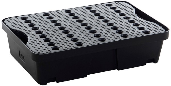 Spill tray 20L with PE grid black Jonesco ST1-20-B-BK