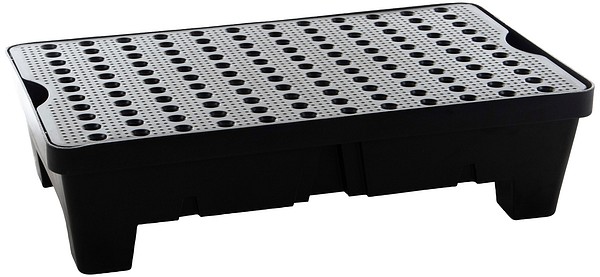 Spill tray 60L with PE grid black Jonesco ST2-60-BK-BK with legs