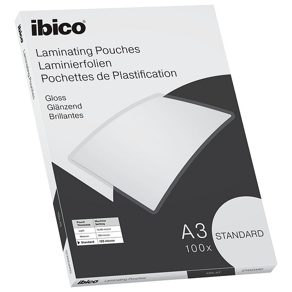 Lamination pouch Ibico Basic A3 125my/100pcs, clear, 303mmx426mm