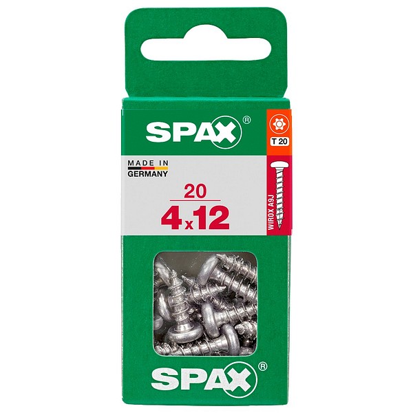 SPAX Kupukanta WIROX TX20 4,0x12 Yleisruuvi täyskierre S 20 kpl/ltk