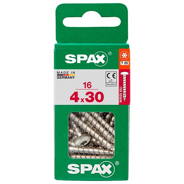 SPAX Kupukanta WIROX TX20 4,0x30 Yleisruuvi täyskierre S 16 kpl/ltk