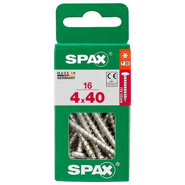 SPAX Kupukanta WIROX TX20 4,0x40 Yleisruuvi täyskierre S 16 kpl/ltk