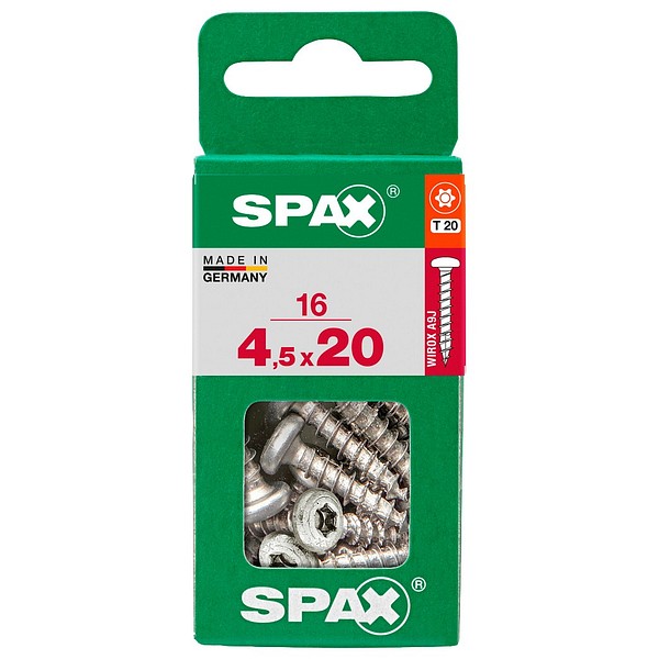 SPAX Kupukanta WIROX TX20 4,5x20 Yleisruuvi täyskierre S 16 kpl/ltk