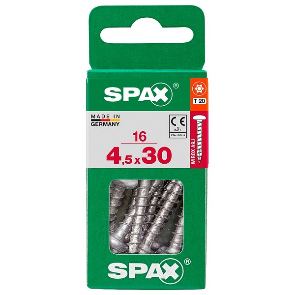 SPAX Kupukanta WIROX TX20 4,5x30 Yleisruuvi täyskierre S 16 kpl/ltk