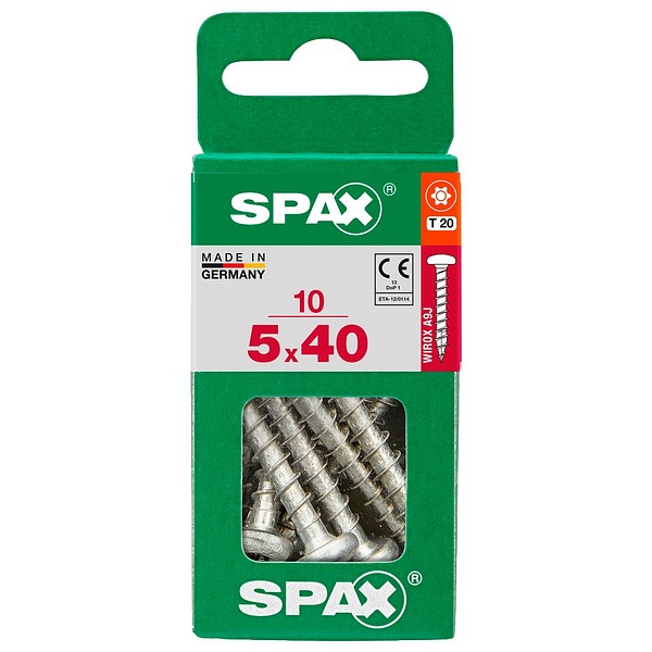 SPAX Kupukanta WIROX TX20 5,0x40 Yleisruuvi täyskierre S 10 kpl/ltk