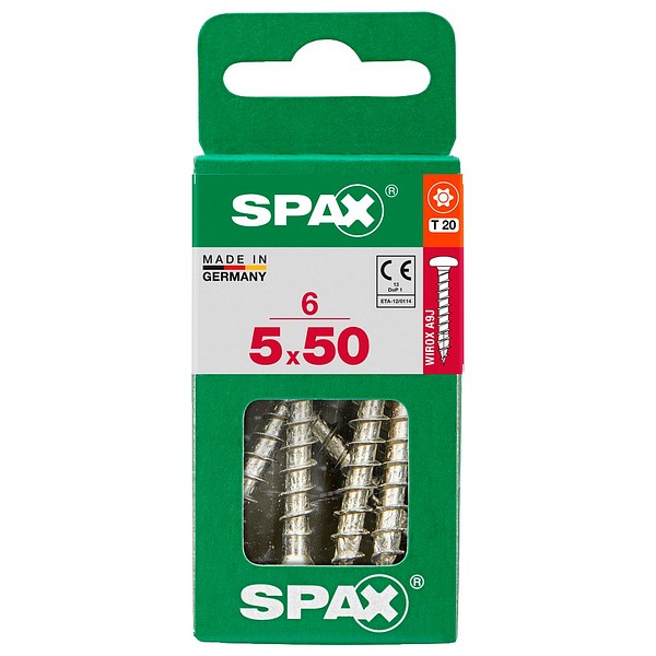 SPAX Kupukanta WIROX TX20 5,0x50 Yleisruuvi täyskierre S 6 kpl/ltk