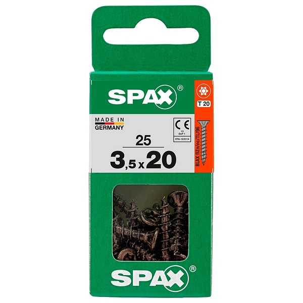 SPAX Försänkt BLAX TX20 3,5x20 Universal helgängad S 25 st/låda
