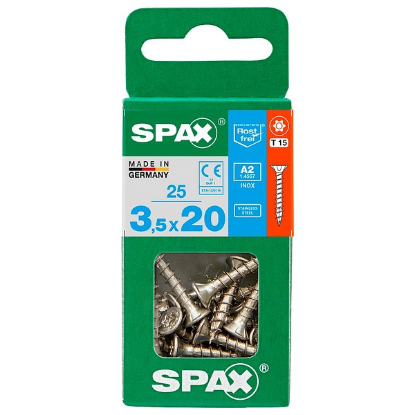 SPAX Countersunk A2 TX20 3,5x20 Universal full thread S 25 pcs/box