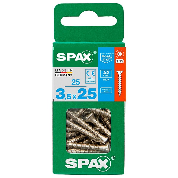SPAX Countersunk A2 TX20 3,5x25 Universal full thread S 25 pcs/box