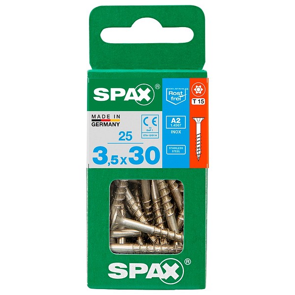 SPAX Countersunk A2 TX20 3,5x30 Universal part thread S 25 pcs/box