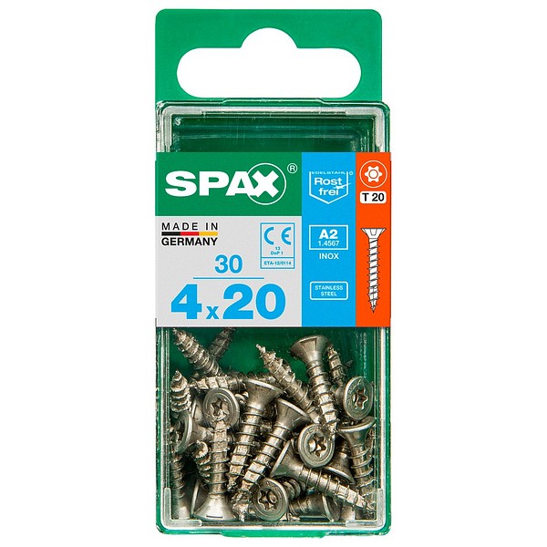 SPAX Countersunk A2 TX20 4,0x20 Universal full thread S 30 pcs/box