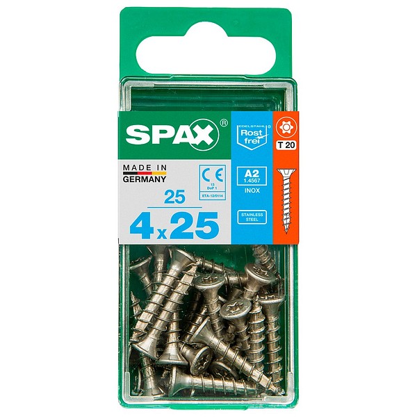 SPAX Countersunk A2 TX20 4,0x25 Universal full thread S 25 pcs/box