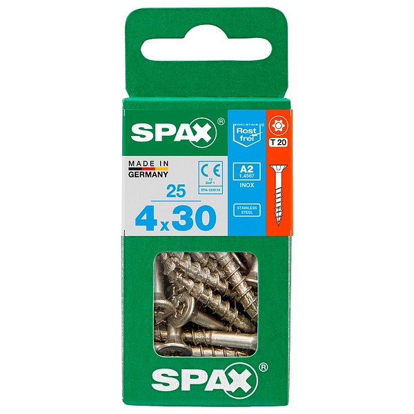 SPAX Countersunk A2 TX20 4,0x30 Universal part thread S 25 pcs/box