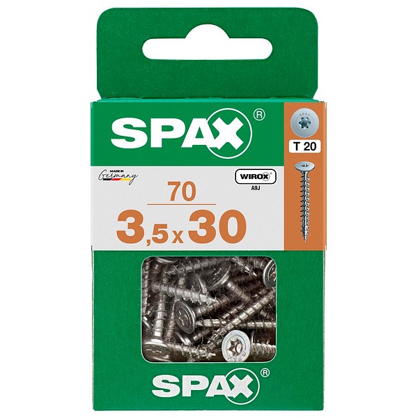 SPAX Flat head WIROX TX20 3,5x30 Universal full thread M 70 pcs/box