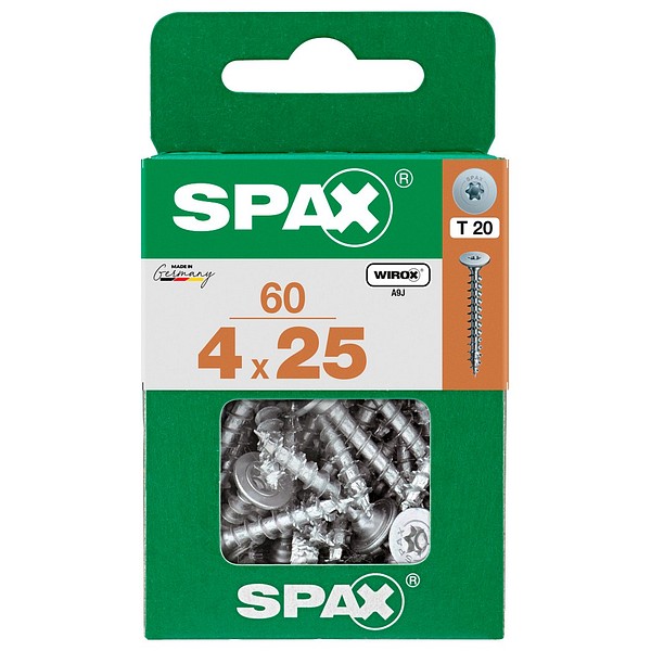 SPAX Leveäkanta WIROX TX20 4,0x25 Yleisruuvi täyskierre M 60 kpl/ltk