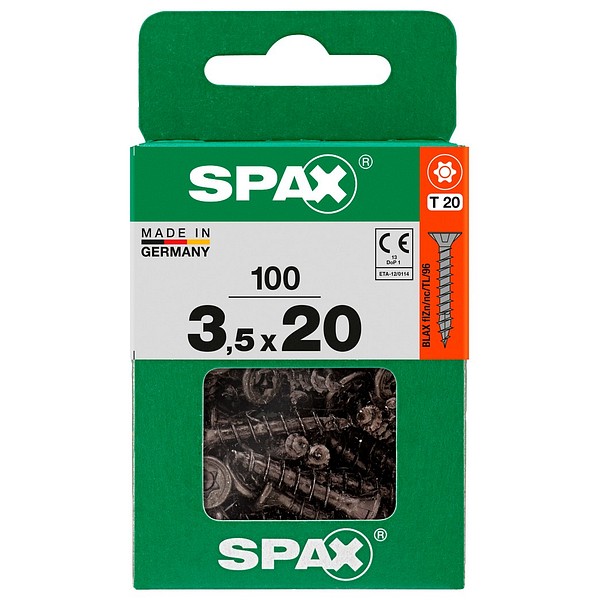 SPAX Countersunk BLAX TX20 3,5x20 Universal full thread M 100 pcs/box