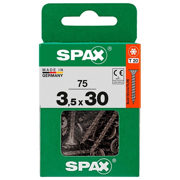 SPAX Countersunk BLAX TX20 3,5x30 Universal full thread M 75 pcs/box