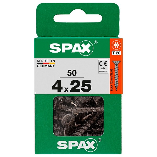 SPAX Uppokanta BLAX TX20 4,0x25 Yleisruuvi täyskierre M 50 kpl/ltk