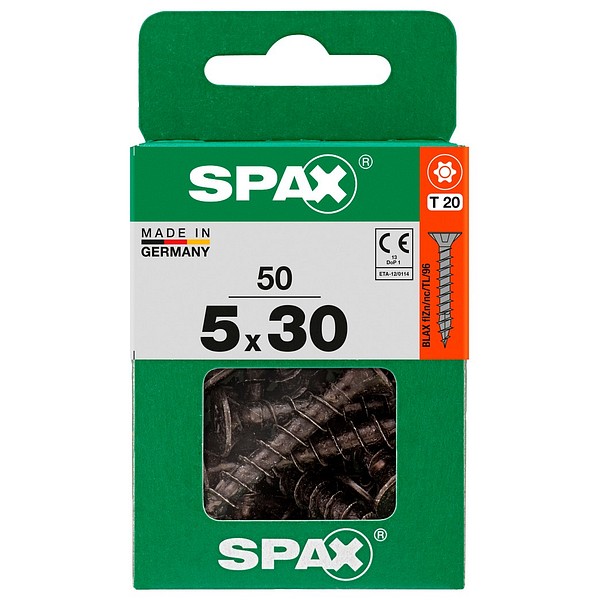 SPAX Uppokanta BLAX TX20 5,0x30 Yleisruuvi täyskierre M 50 kpl/ltk