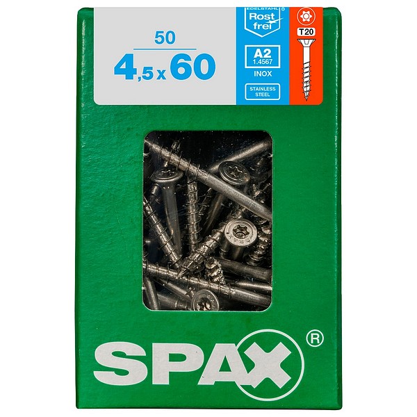 SPAX Countersunk A2 TX20 4,5x60 Universal part thread L 50 pcs/box