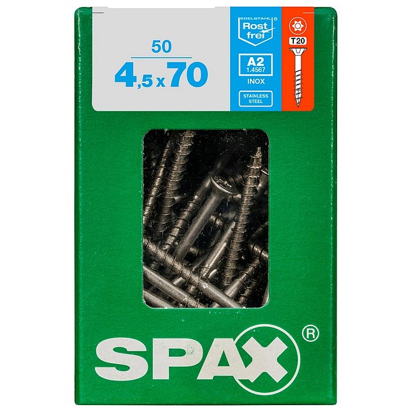 SPAX Countersunk A2 TX20 4,5x70 Universal part thread L 50 pcs/box