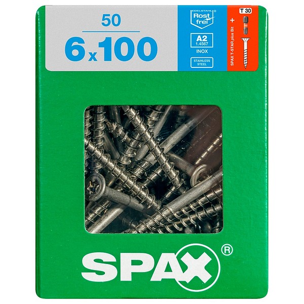 SPAX Försänkt A2 TX30 6,0x100 Universal delgängad XL 50 st/låda 